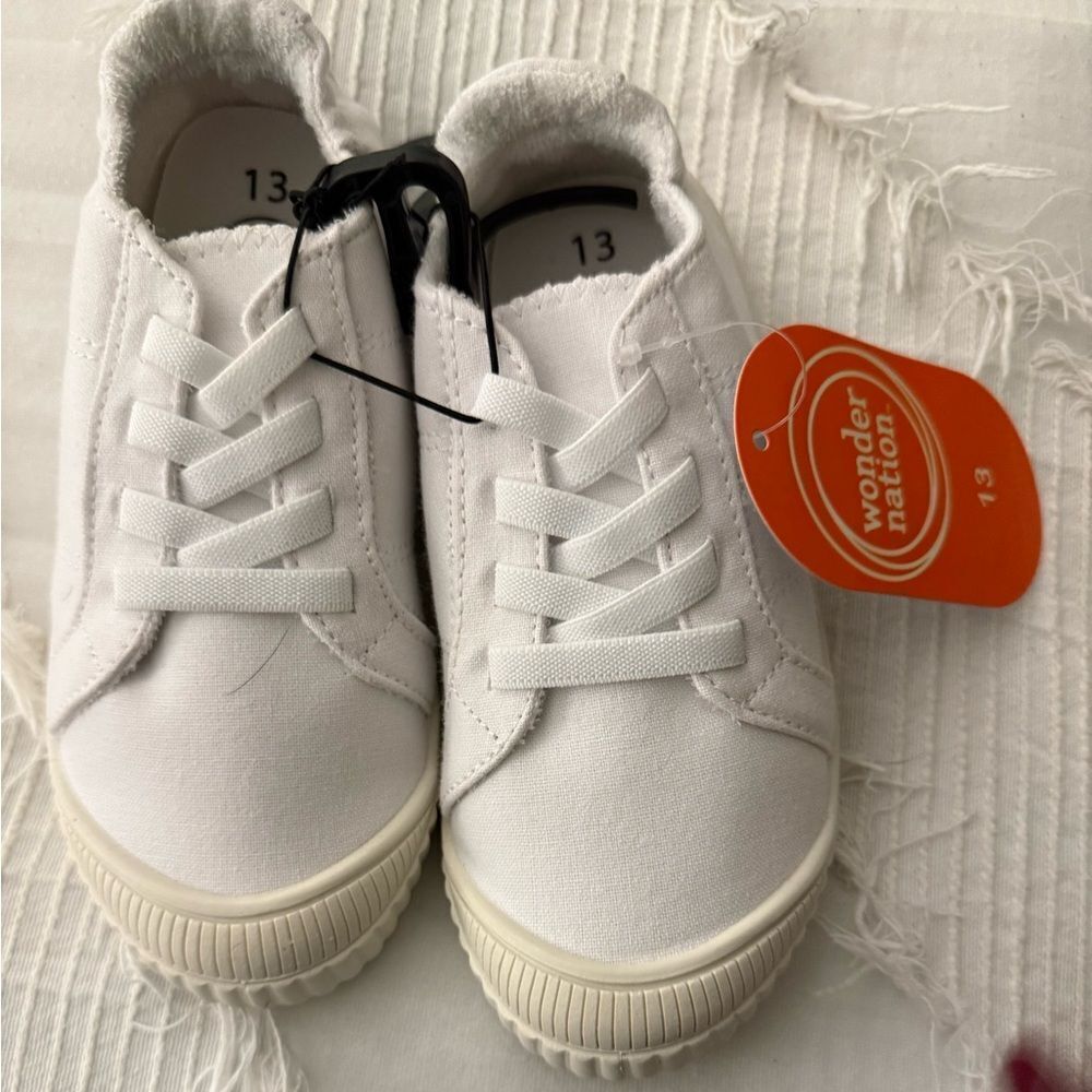 Wonder Nation Kids White Lace-Up Sneakers